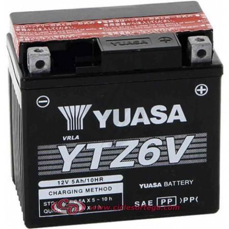 Batterie moto YUASA YTZ6V 12V 5.3AH 90A