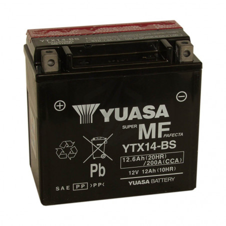 Batterie moto YUASA YTX14-BS 12V 12.6AH 200A