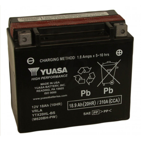 Batterie moto YUASA YTX20L-BS 12V 18.9AH 270A