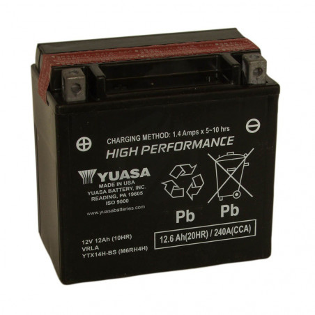 Batterie moto YUASA YTX14H-BS 12V 12.6AH 240A