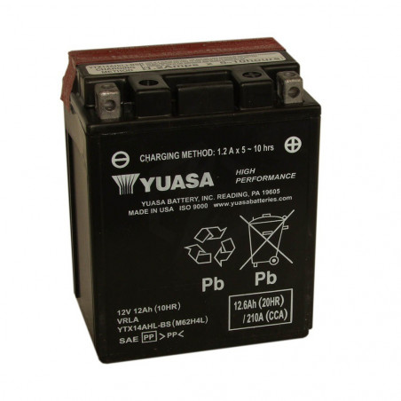 Batterie moto YUASA YTX14AHL-BS 12V 12.6AH 210A