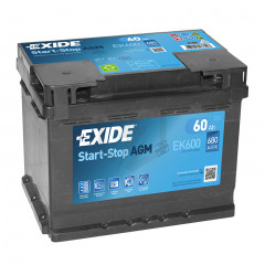 Batterie Exide AGM Start And Stop EK600 12V 60ah 680A L2D